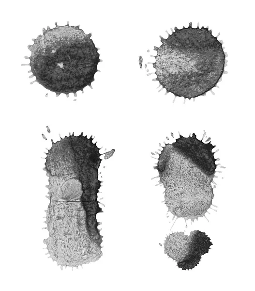 Uyarıları sıçraması ve BLOB'lar siyah mürekkep. — Stok fotoğraf