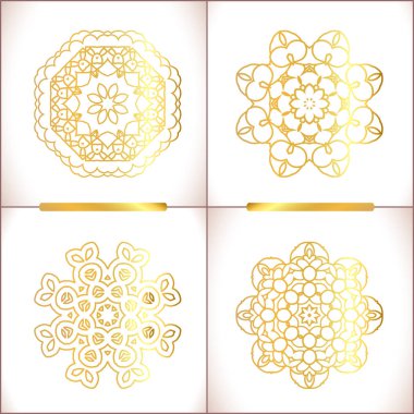  Vektör altın çiçek süslü arka plan. Zarif altın arka plan