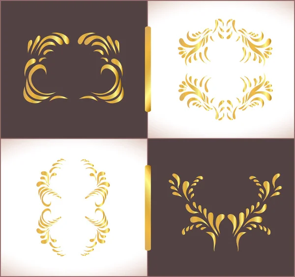 Adorno de pergamino de marco vintage de oro. Marco dorado abstracto — Vector de stock