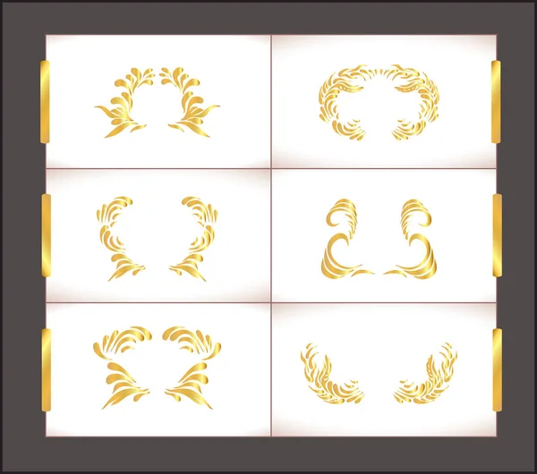 Adorno de pergamino de marco vintage de oro. Marco dorado abstracto — Vector de stock