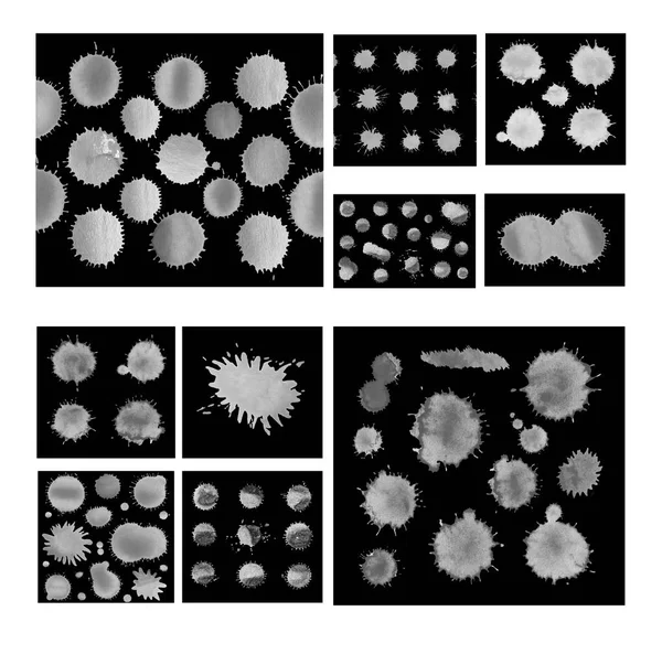 Inkt set met geïsoleerde zwarte vlekken. — Stockfoto