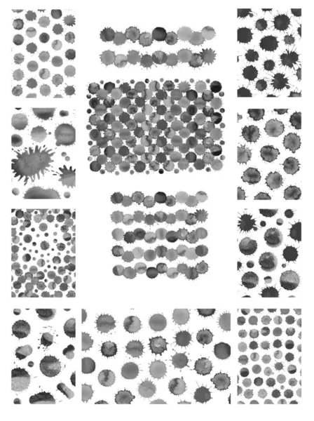 검은 수채화 blob 집합 흰색 절연 — 스톡 사진