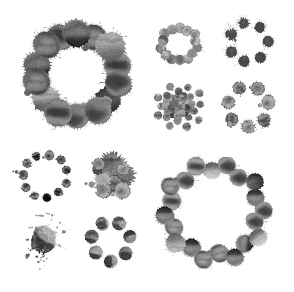 검은 밝아진와 수채화 원입니다. 수채화 원 얼룩 배경. — 스톡 사진