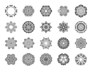 Vektör Mandala desenleri ayarlayın. Yuvarlak süsleme desen