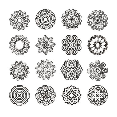  Yuvarlak süsleme desen. İzole vektör mandalalar. 