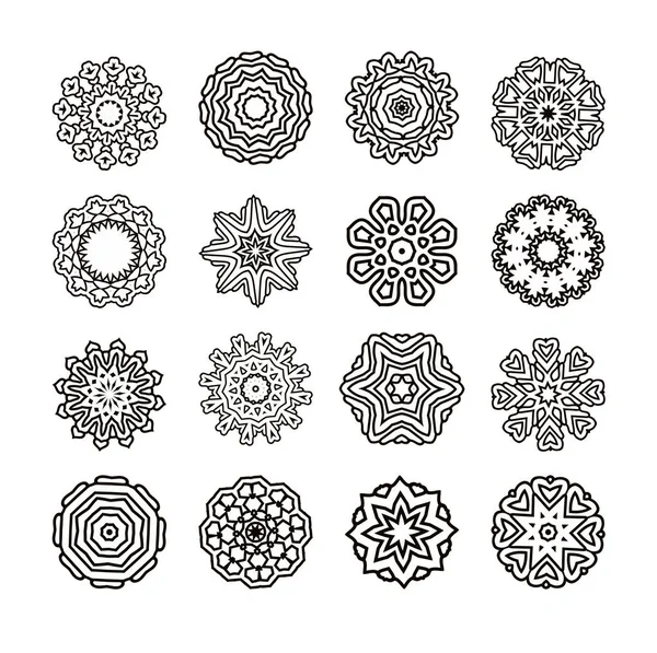  Yuvarlak süsleme desen. İzole vektör mandalalar. 