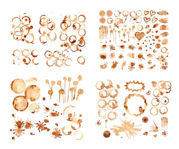 Kahve beyaz bir arka plan üzerinde leke. Kahve fincanı işaretleri