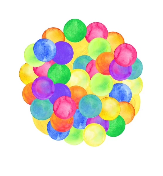 Polka Noktalı desene. Sulu boya gökkuşağı renkli konfeti — Stok fotoğraf