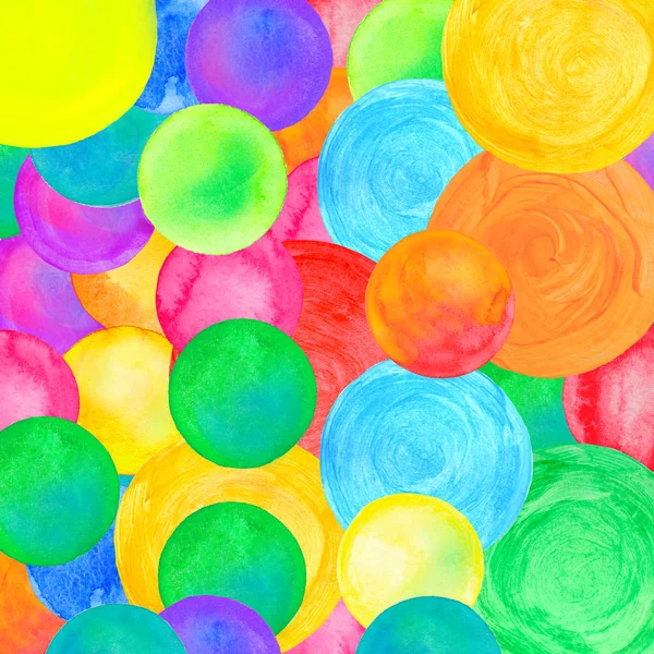 Точковий візерунок Полька. Акварельні веселкові кольорові кола конфетті — стокове фото
