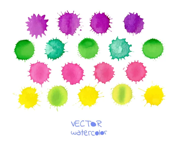 Manchas aquarelas coloridas isoladas em branco . — Vetor de Stock