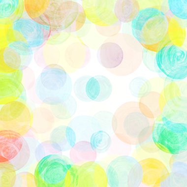 Suluboya polka noktalı desene. Renkli daireler ile soyut suluboya desen.