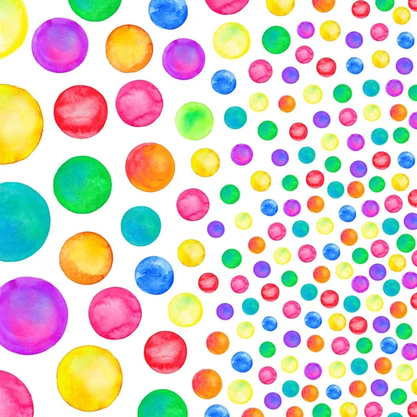 Polka dot pattern. Akvarelu duha barevné konfety — Stock fotografie