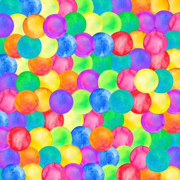 Polka dot pattern. Akvarelu duha barevné konfety kruh — Stock fotografie