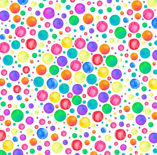 Polka dot pattern. Akvarelu duha barevné konfety — Stock fotografie