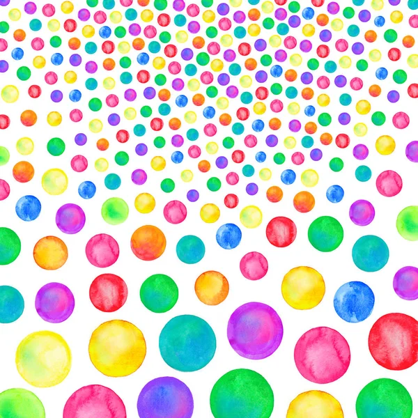 Polka dot pattern. Watercolor rainbow colored confetti — Stock Photo, Image