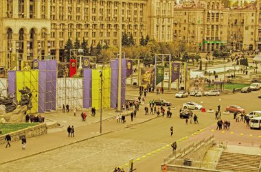 Bağımsızlık Meydanı Ukrayna Kiev merkezi kare var. Bağımsızlık Meydanı veya Kiev en popüler yerlerden meydan.