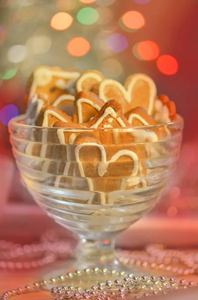 Пряничное печенье в форме сердца . — стоковое фото