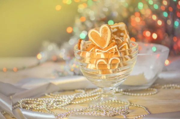Bolachas do Dia dos Namorados. Valentine biscoito em forma de coração — Fotografia de Stock