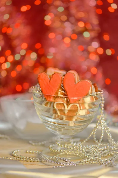 Bolachas do Dia dos Namorados. Valentine biscoito em forma de coração — Fotografia de Stock