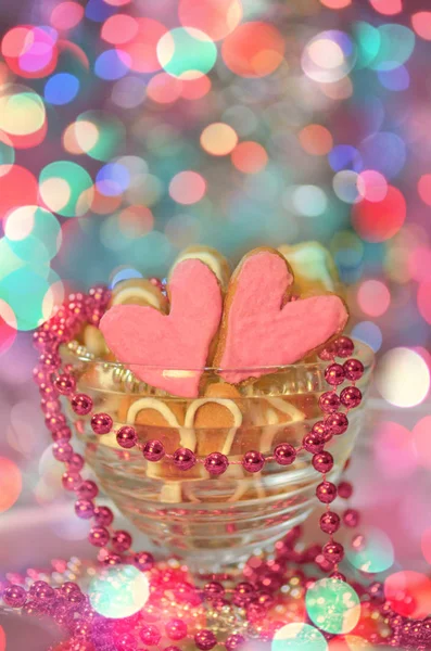 Valentijn hart cookies. Valentijnsdag achtergrond. — Stockfoto