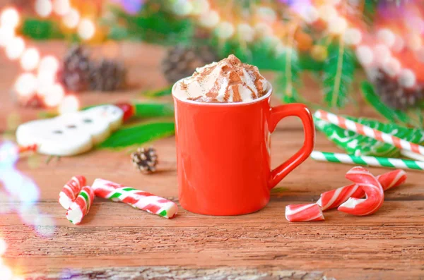 Hot chocolate with whipped cream — Stock Photo, Image