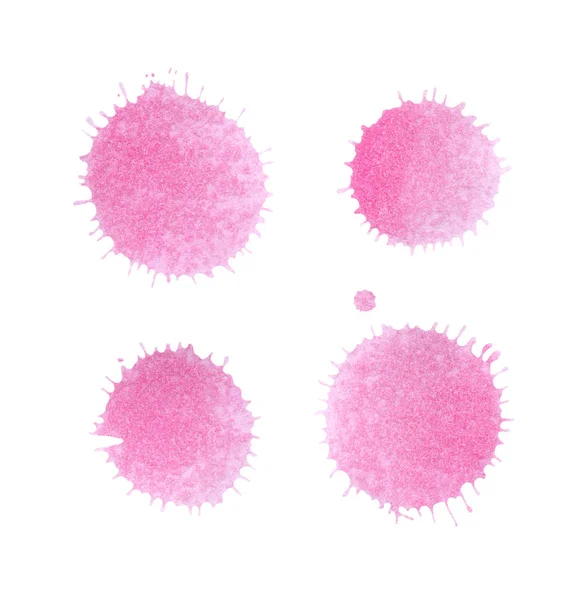 Набір рожевих акварельних плям ізольовано на білому — стокове фото