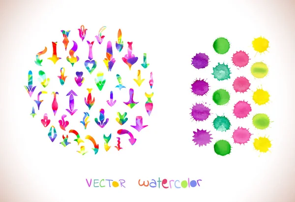 Conjunto de flechas vectoriales acuarela — Vector de stock