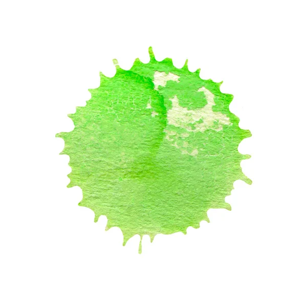 Aquarela respingo tinta verde. Abstrato isolado mancha aquarela verde . — Fotografia de Stock