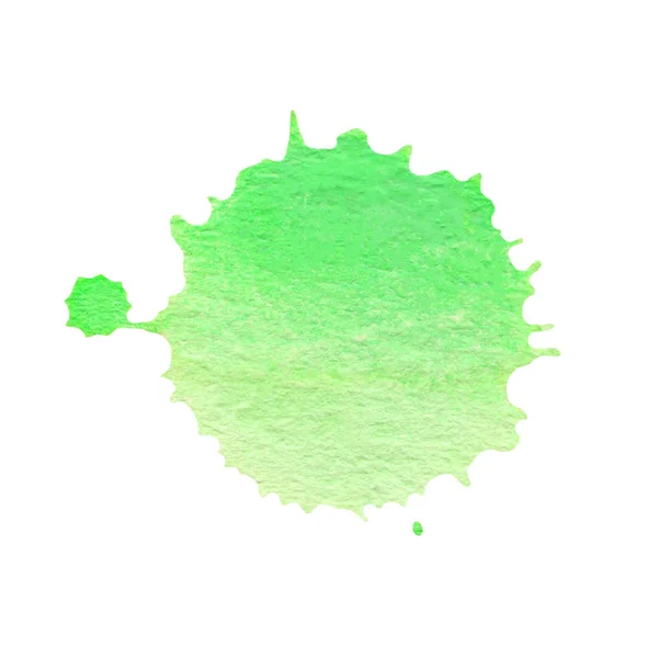Акварельно-зеленая краска. Абстрактное изолированное зелёное акварельное пятно . — стоковое фото