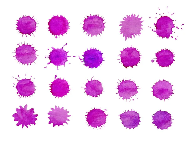 Ультрафиолетовый набор акварелей. Акварельные ультрафиолетовые капли . — стоковое фото