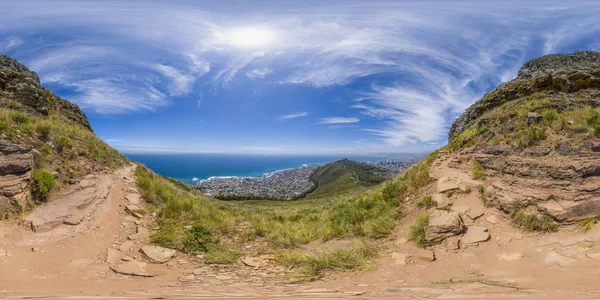 Kompletní 360 virutal realita píků Lions Head a Stolovou horu v Kapské město, Jihoafrická republika — Stock fotografie