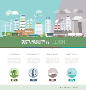 Green city infographic clipart