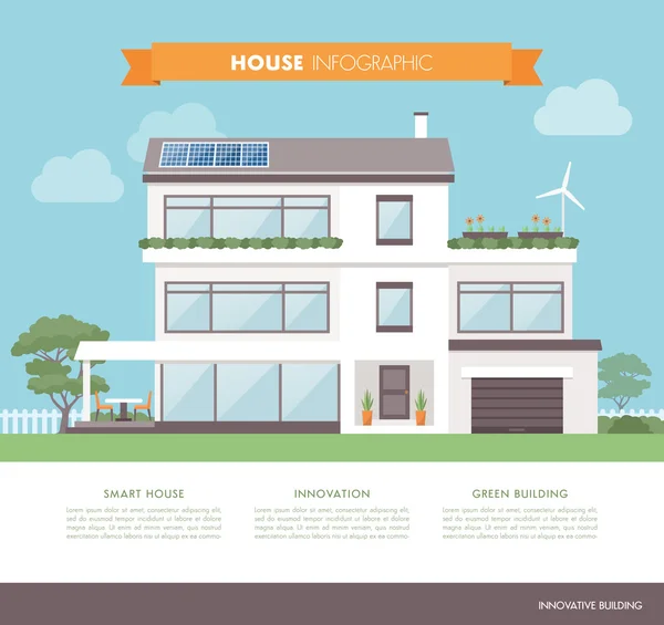 Contemporary eco house — Stock Vector