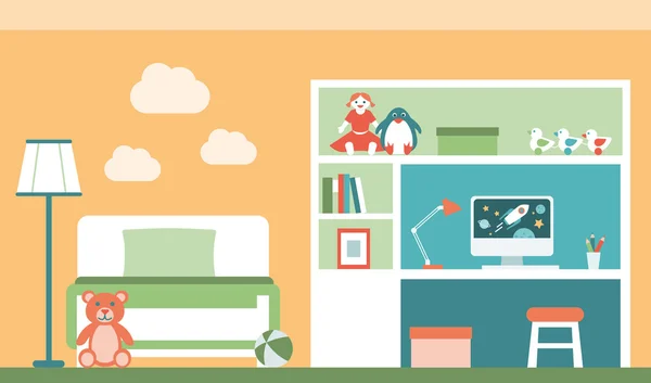 Habitación moderna para niños — Vector de stock