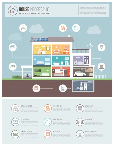 Infografía moderna de la casa — Vector de stock