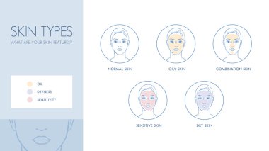 Skin types and differences clipart