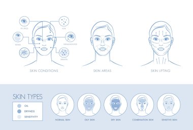 Skin problems, face areas clipart