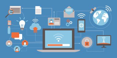 Internet ve ağ bağlantıları işaretleri afiş