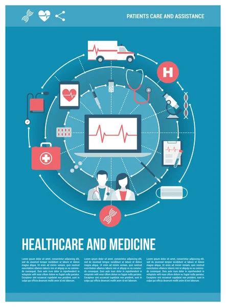 Cartel de los signos de salud y medicina — Vector de stock