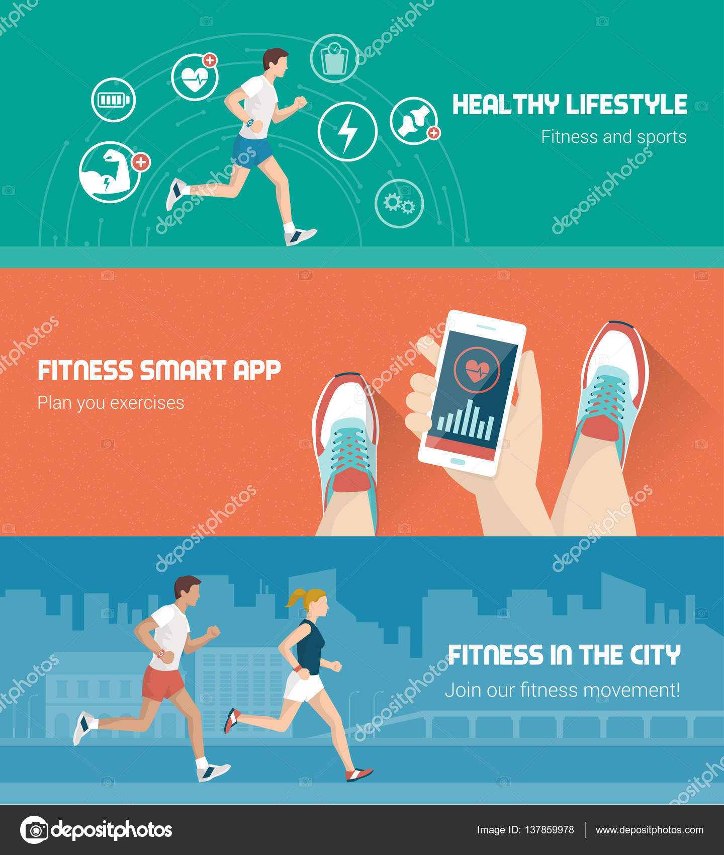 Fitness Banner Set Stock Vector C Elenabs 137859978