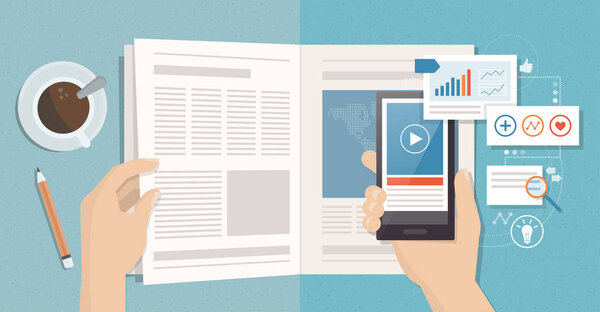 Businessman reading news