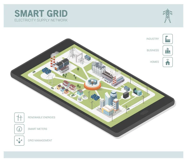 Concepts industriels intelligents en réseau — Image vectorielle