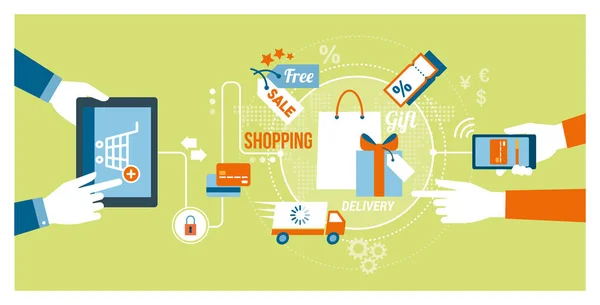 E-shopping et concepts internet — Image vectorielle