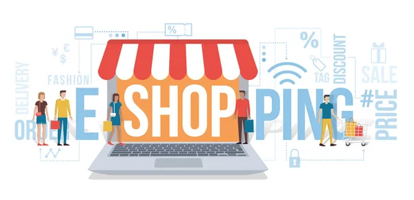 Concetti di e-shopping e internet — Vettoriale Stock