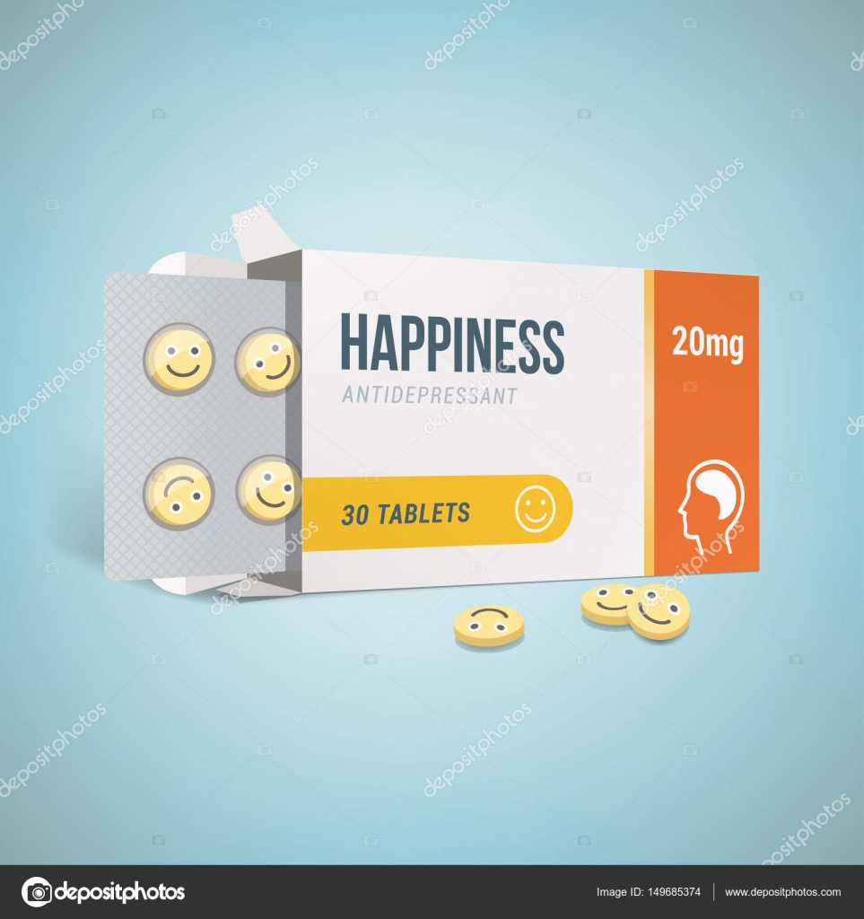 Caja de medicamentos antidepresivos Vector de stock por ©elenabs 149685374