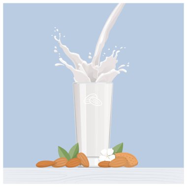 Cam içine dökme tatlı badem sütü