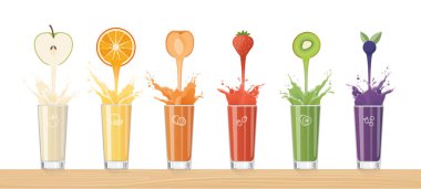 Renkli meyve dökme taze meyve suyu