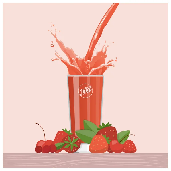 Röda bär juice hälla i glas — Stock vektor