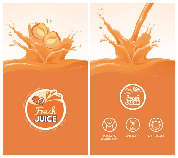 Drink menu with healthy juice splash — Stock Vector