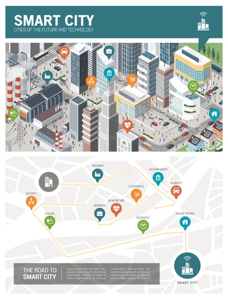 Akıllı şehir Infographic — Stok Vektör